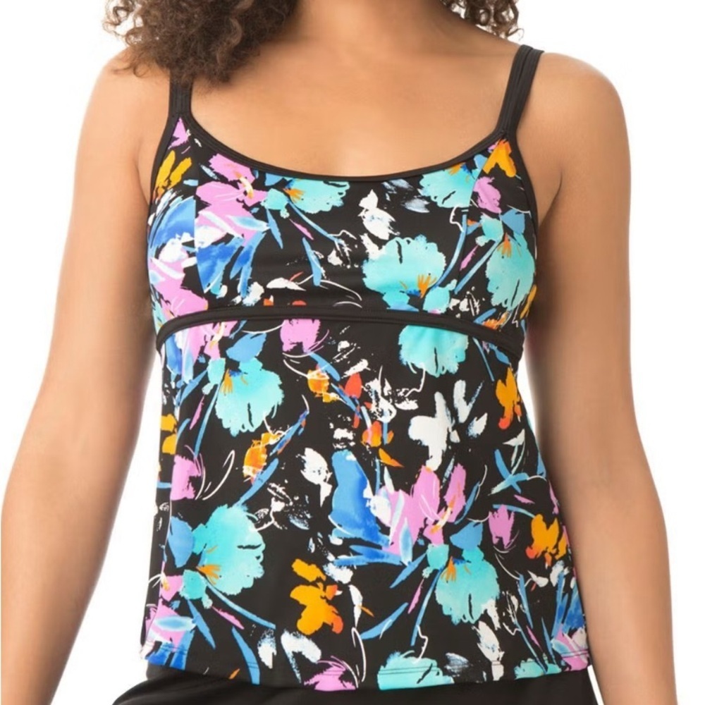 NWT Beach Belle Floral Print Tankini‎ Top size 14 beachy cruise travel vaca